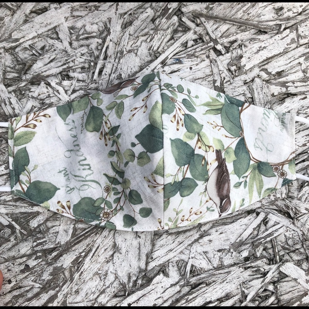 Birds plant kindness mask w filter pocket sleeve